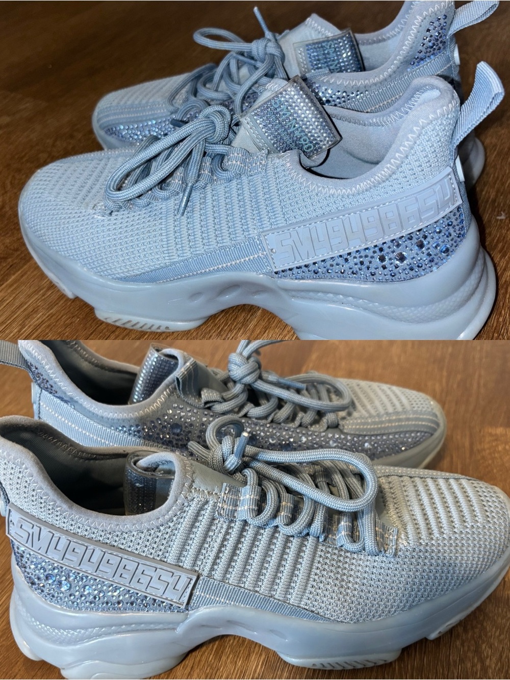 Steve Madden Light Gray Glitter Knit Sneakers